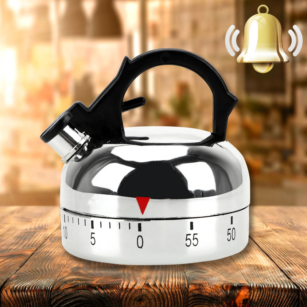 Kettle-Shaped Mechanical Kitchen Timer – 60 Minutes